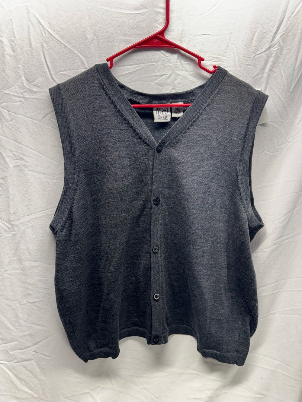 Button-Front Charcoal V-Neck Sweater Vest